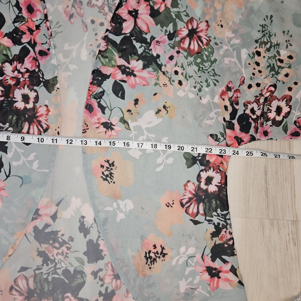 Feitong Floral Chiffon Kimono Cardigan Boho Beach Cover Up Mint Size Small - Picture 4 of 9
